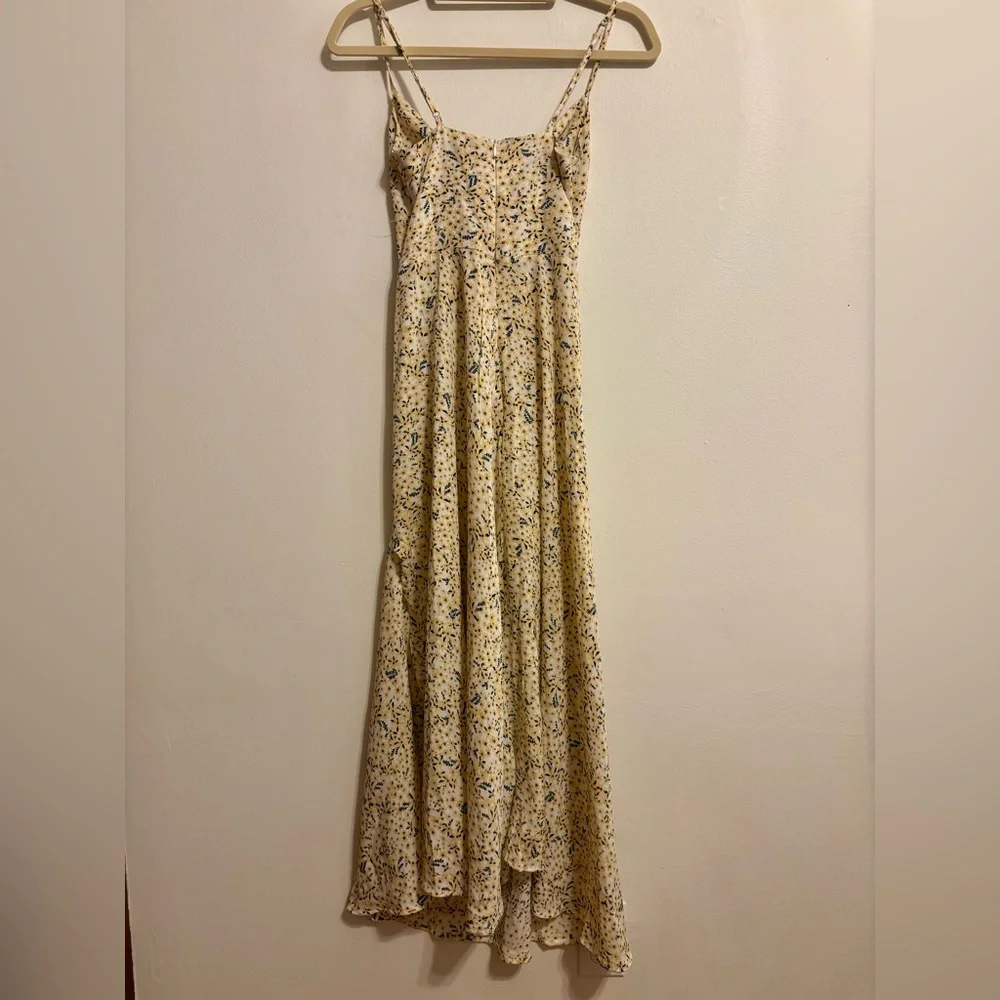 Cream Floral Maxi Dress with Front Slit - Picture 3 of 4